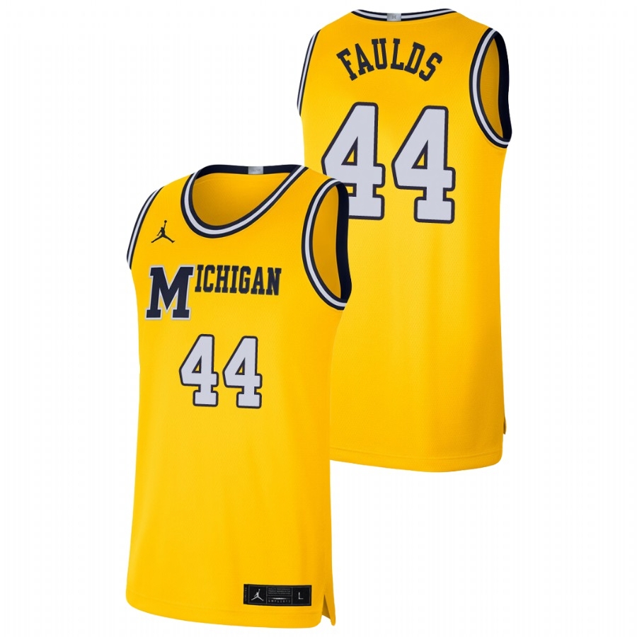 Michigan Wolverines Men's NCAA Jaron Faulds #44 Maize Retro Limited College Basketball Jersey MKW1049CV